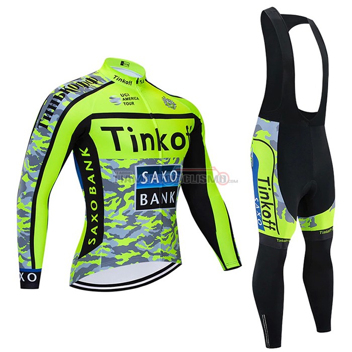 Abbigliamento Ciclismo Tinkoff Manica Lunga 2021 Giallo